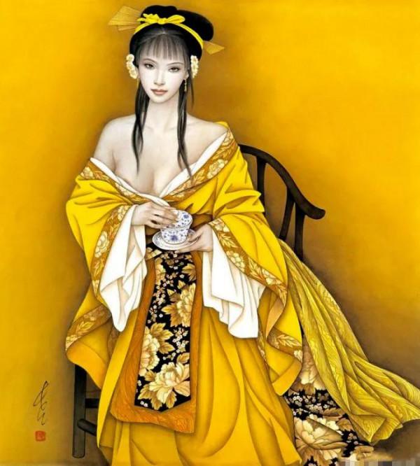 馮長江筆下現代女性，造型優美而富東方韻味，卓越的藝術表現能力