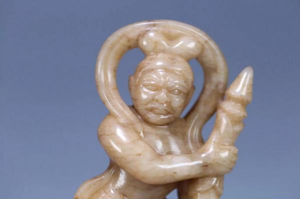 中古 和田玉四大天王擺件，主體為和田玉材質，材質細膩，包漿渾厚