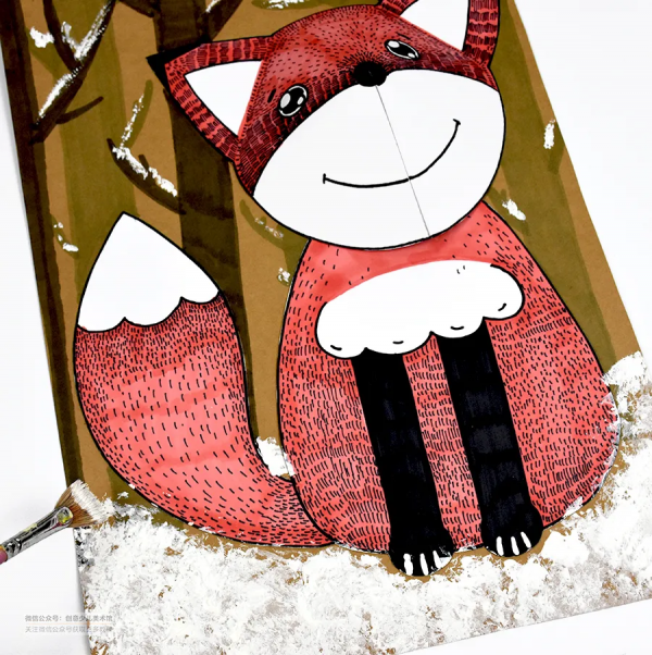 兒童畫教程｜趣味半立體創作藝術課《雪地裡的小狐狸》