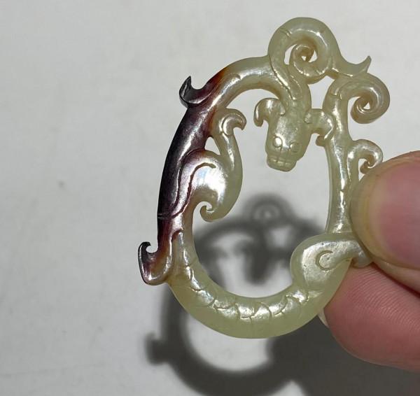 戰漢高古和田玉雞心佩