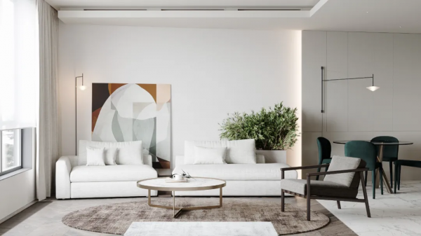 90㎡，一對夫婦的兩居室，輕盈素雅