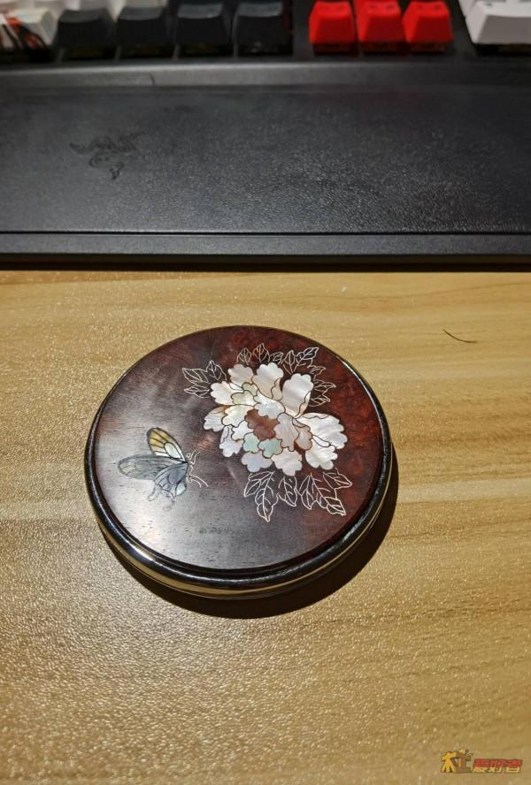 「手工造物」小葉嵌銀絲螺鈿富貴牡丹鏡