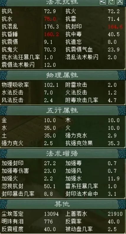 大話西遊2平民女人玩家曬出屬性，四階仙器忽視冰50算厲害嗎