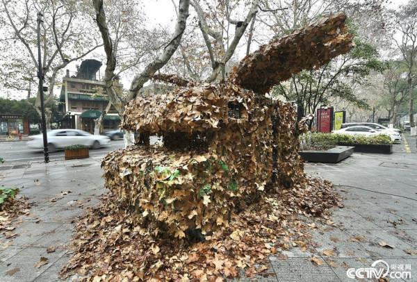 落葉藝術品亮相杭州西湖