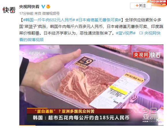 全球供應鏈緊張 韓國一斤牛肉要賣652元人民幣