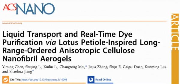 有序各向異性奈米纖維素氣凝膠,進行液體運輸和實時染料純化 有序各向異性奈米纖維素氣凝膠,進行液體運輸和實時染料純化