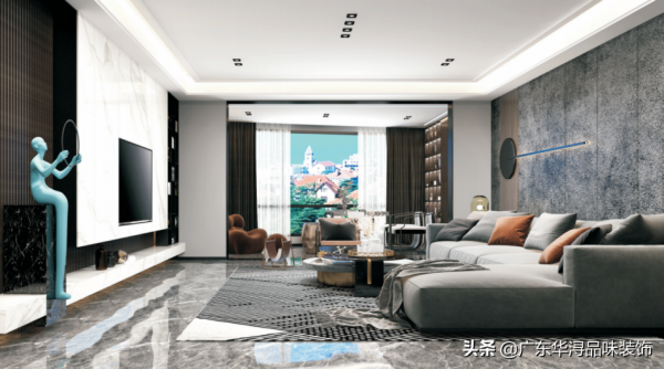 185平現代輕奢風，黑白灰的裝飾，莊重而又時尚