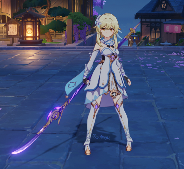 當原神實裝了擬態之後，八重神子拿起了狼的末路，螢成為了雷神