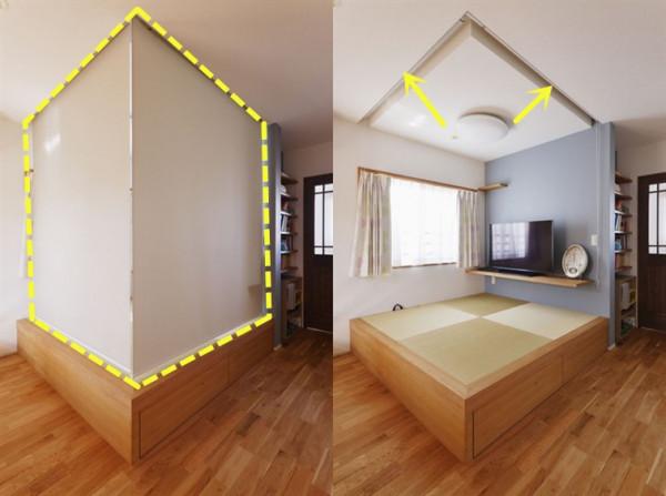 給榻榻米裝上拉門或拉簾，家裡臥室不夠用的，輕鬆實現隔斷多間房