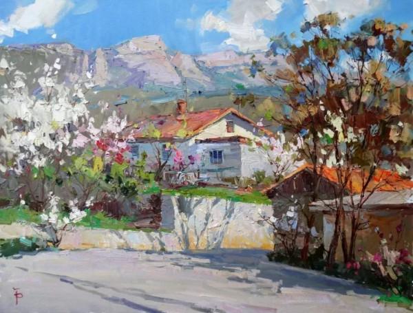 一棟不起眼的房子、一個簡單的露臺、一條普通的小路都畫得如此出彩