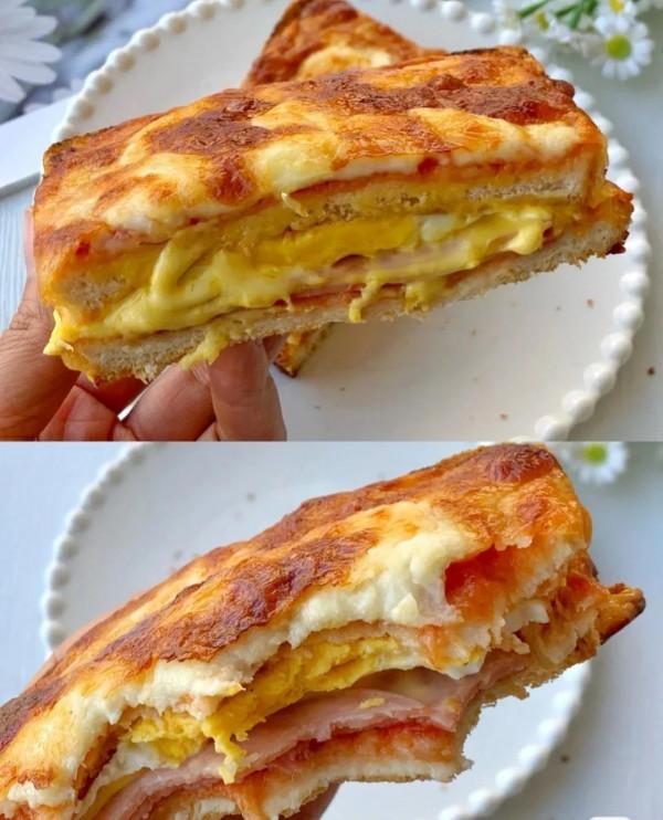 巨好吃的芝士火腿煎蛋三明治，懶人必備
