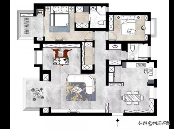 現代輕奢風裝修，質感滿分，重新佈局，讓大空間都能充分利用