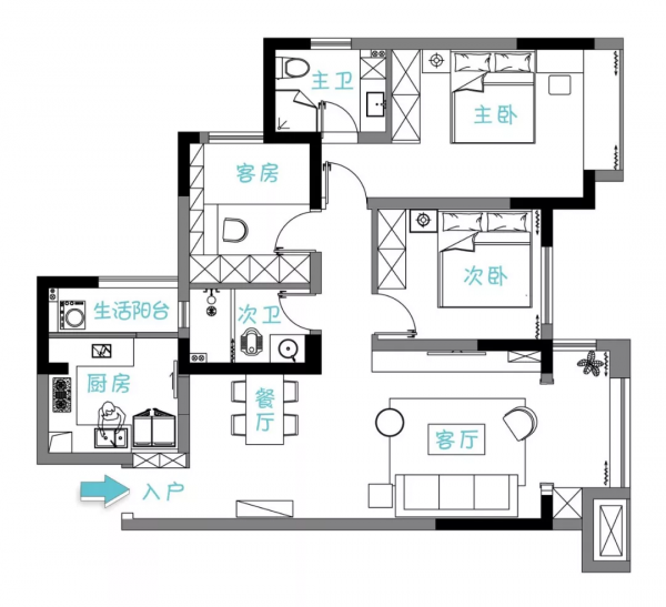 106㎡灰調北歐3室2廳,打造簡約舒適的生活格調 106㎡灰調北歐3室2廳,打造簡約舒適的生活格調