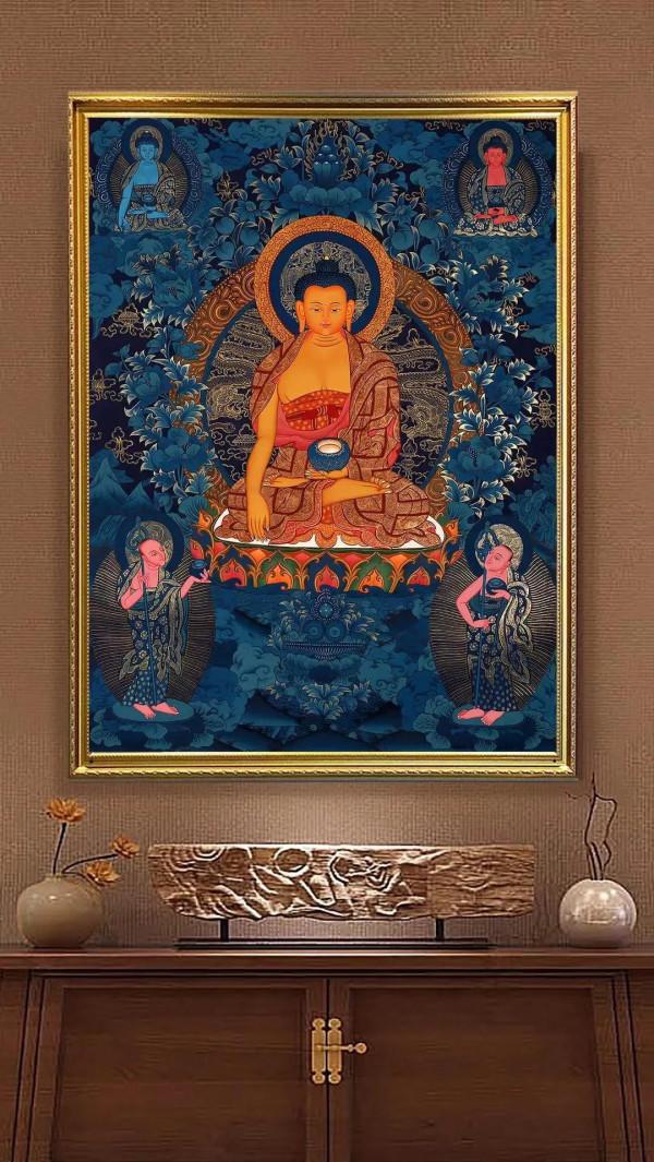 極富美感的一幅佛陀藍調唐卡