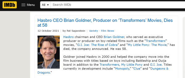 變形金剛和小豬佩奇的“老闆”，去世了