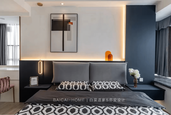 現代輕奢：91平精裝房改造，用色彩創造時尚之家