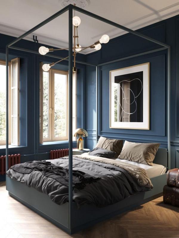 客廳三大扇窗，採光和通風無敵了！深藍色臥室大飄窗，咋看都不膩