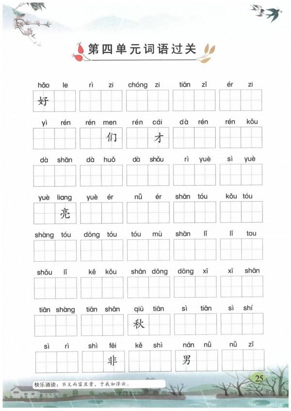 一年級語文必考題，最全“看拼音寫詞語”合集，孩子必須掌握