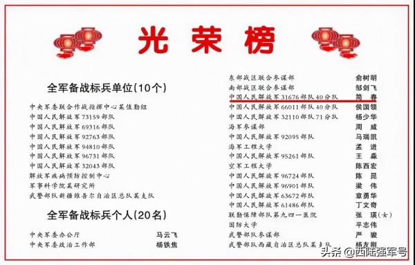 營長簡春,中央軍委表彰! 營長簡春,中央軍委表彰!