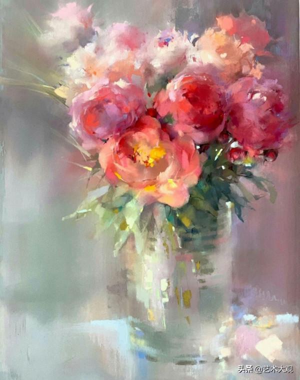絢麗的花卉色粉畫——法國女畫家奧萊娜繪畫作品欣賞