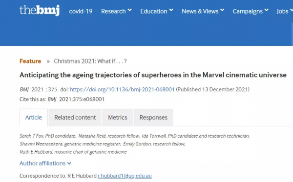 科研趣聞|BMJ:關於漫威超級英雄老年問題的預測 科研趣聞|BMJ:關於漫威超級英雄老年問題的預測