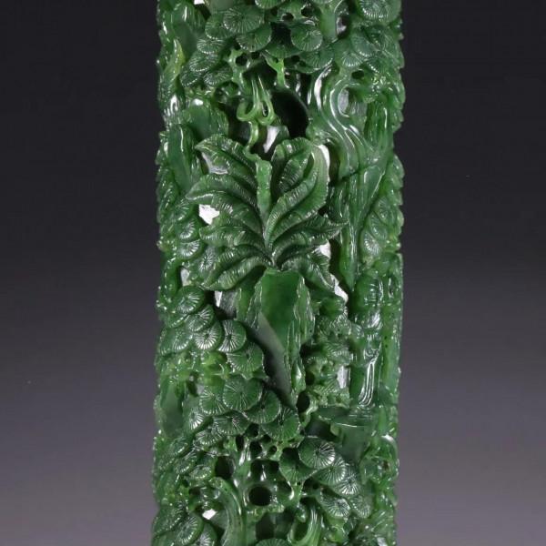 迴流 和田玉一對碧玉香筒 迴流 和田玉一對碧玉香筒