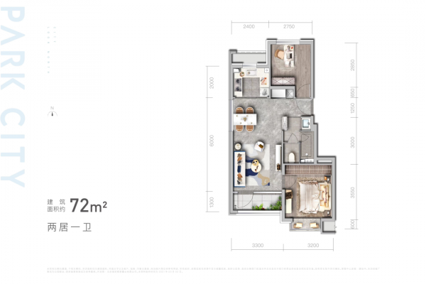 兩盤再拿預售證！京城72平米兩居，200w+就能拿下