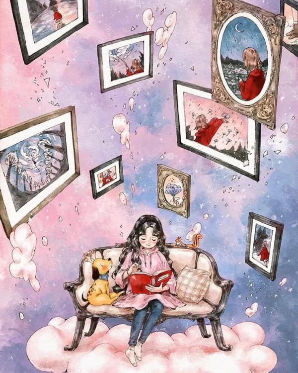 每日插畫｜aeppol的治癒系森林少女日記，休息一會兒再走也沒關係