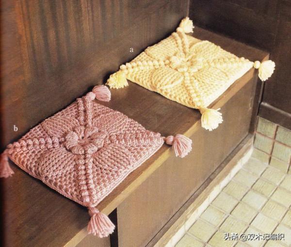 很實用的鉤織四角坐墊，附圖解