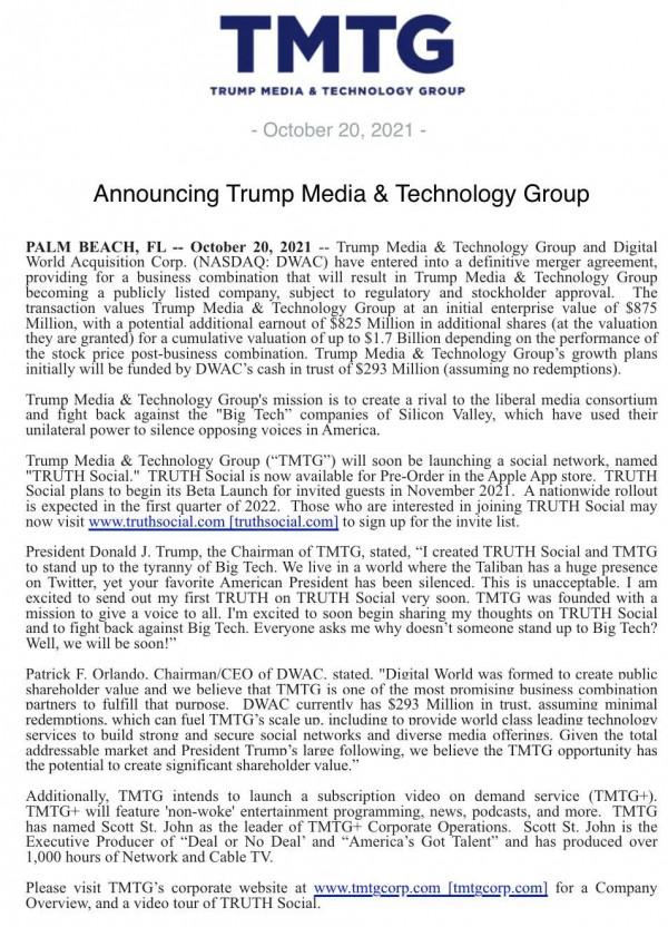 「國際熱點」特朗普宣告將釋出一款名為“真實社交”的軟體