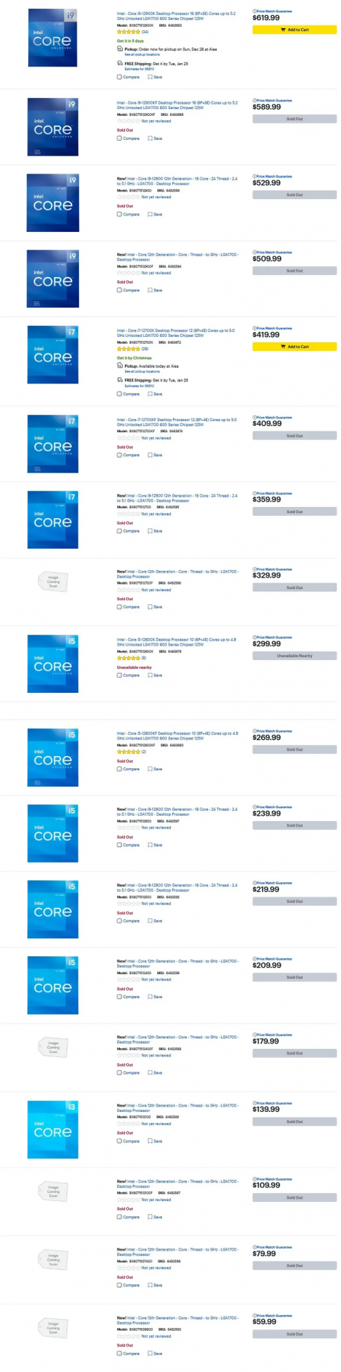 英特爾第12代Alder Lake系列非K桌面CPU規格和售價曝光 英特爾第12代Alder Lake系列非K桌面CPU規格和售價曝光
