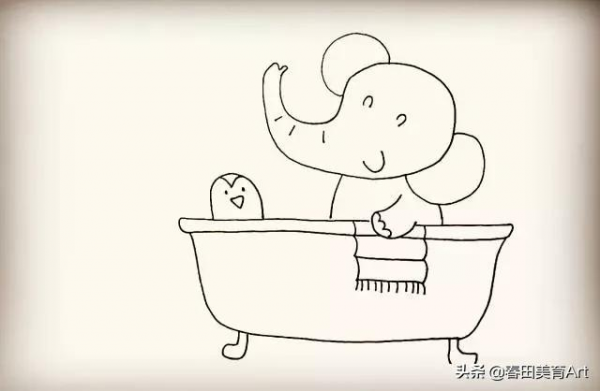 教程丨少兒美術課程簡筆畫《洗澡的小象》
