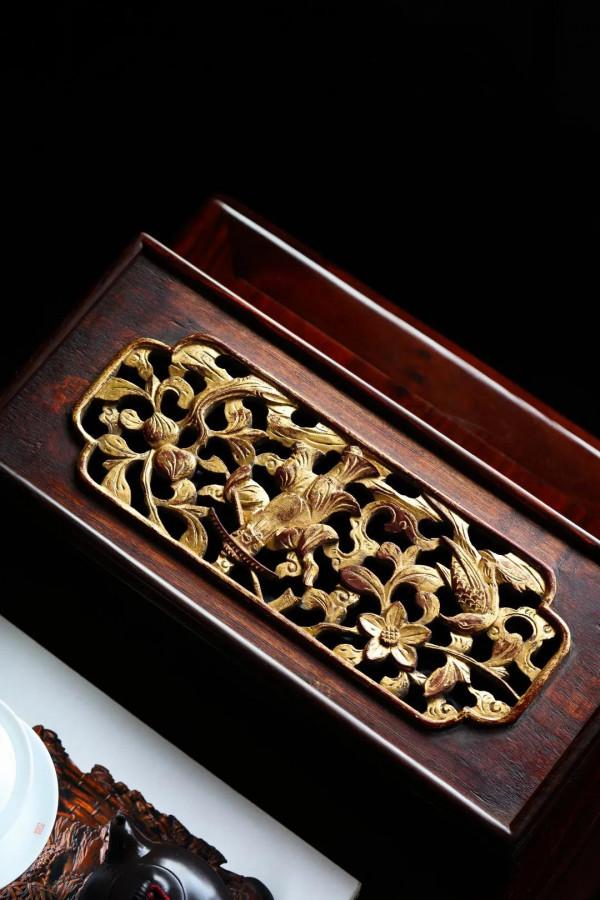 大紅酸枝x老花板 | 茶盒