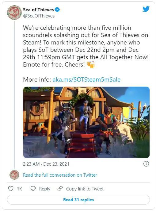 《盜賊之船》今日Steam售出500萬份《蝙蝠俠：阿卡姆合集》新史低