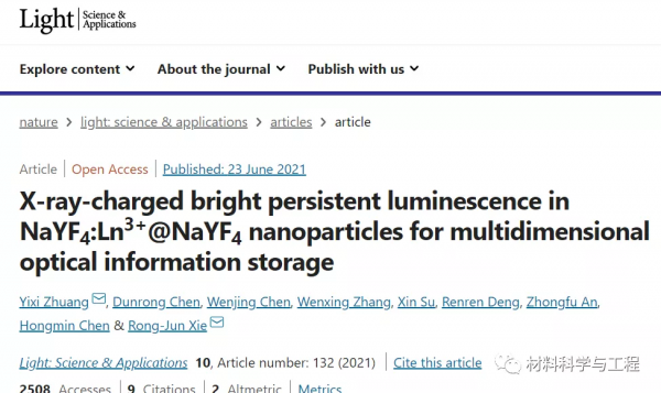 廈大《Light》（IF17.782）：發光材料領域取得重要進展