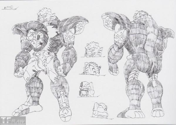 變形金剛超能勇士早期霸王龍、猩猩隊長玩法設計線稿，良心呀