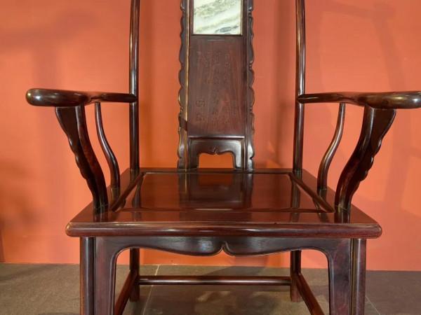 【尚比亞鑲雲石官帽椅】