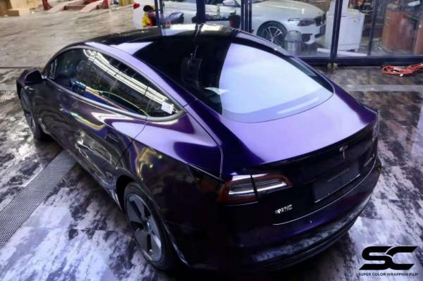 特斯拉MODEL3全車貼膜SC改色膜威尼斯紫