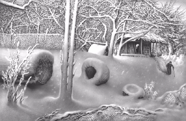 畫雪61年，74歲老人一支鉛筆將雪畫活