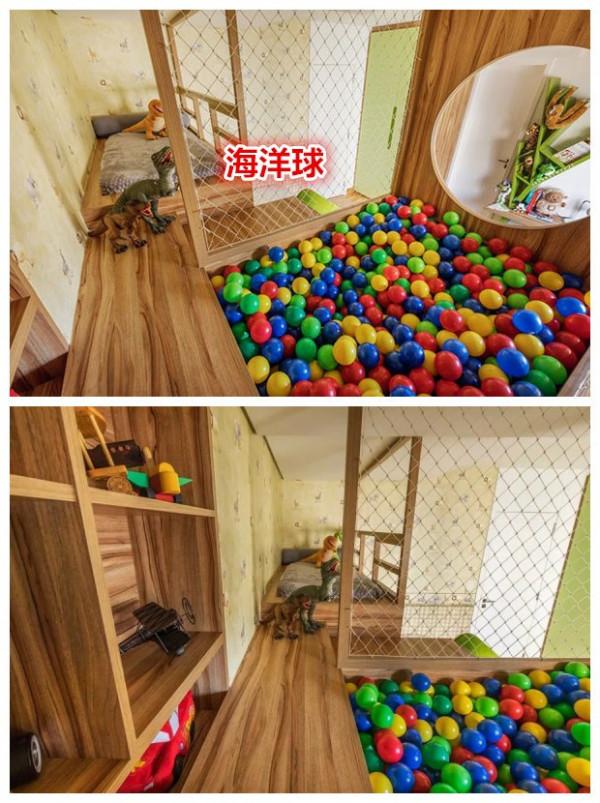 兒童房一邊上下鋪一邊娛樂區，孩子天天在家玩不膩，哪還捨得出門