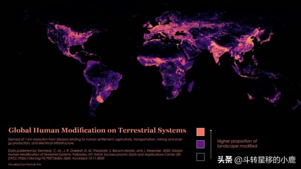 視覺化人類對地球表面的影響