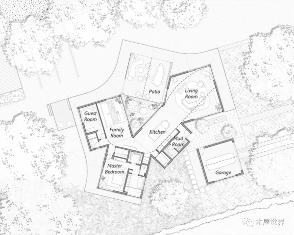 六方屋，流線型屋頂的現代穀倉式住宅