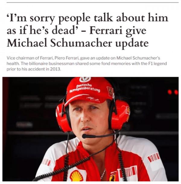 舒馬赫現狀曝光：仍說不出話！法拉利老闆還透露車王出事故前情況