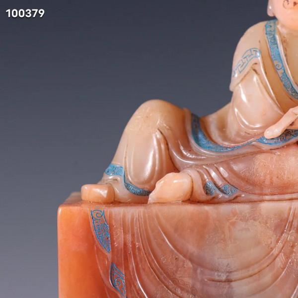 迴流 壽山芙蓉石羅漢印章擺件規格：高9.5cm長8.3cm寬3.8cm重424g