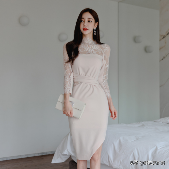 卷葉夢花杏彩維也納溫柔衣裙，珠珠氣質拿捏的真準