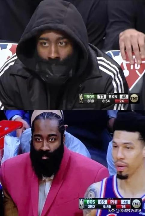 哈登首次亮相76人替補席！76人用單場狂輸48分，歡迎登哥的到來