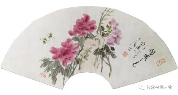 吳強先生寫意牡丹扇面賞析 吳強先生寫意牡丹扇面賞析