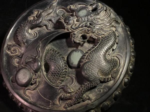 舊藏端硯 龍鳳呈祥 帶蓋石鼓硯