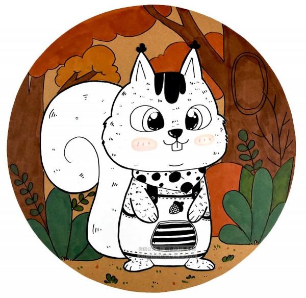 兒童畫教程｜秋季創意線描畫《勤勞的小松鼠》