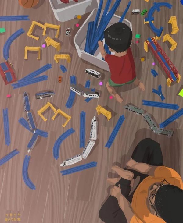 會畫畫的爸爸,太暖了 會畫畫的爸爸,太暖了